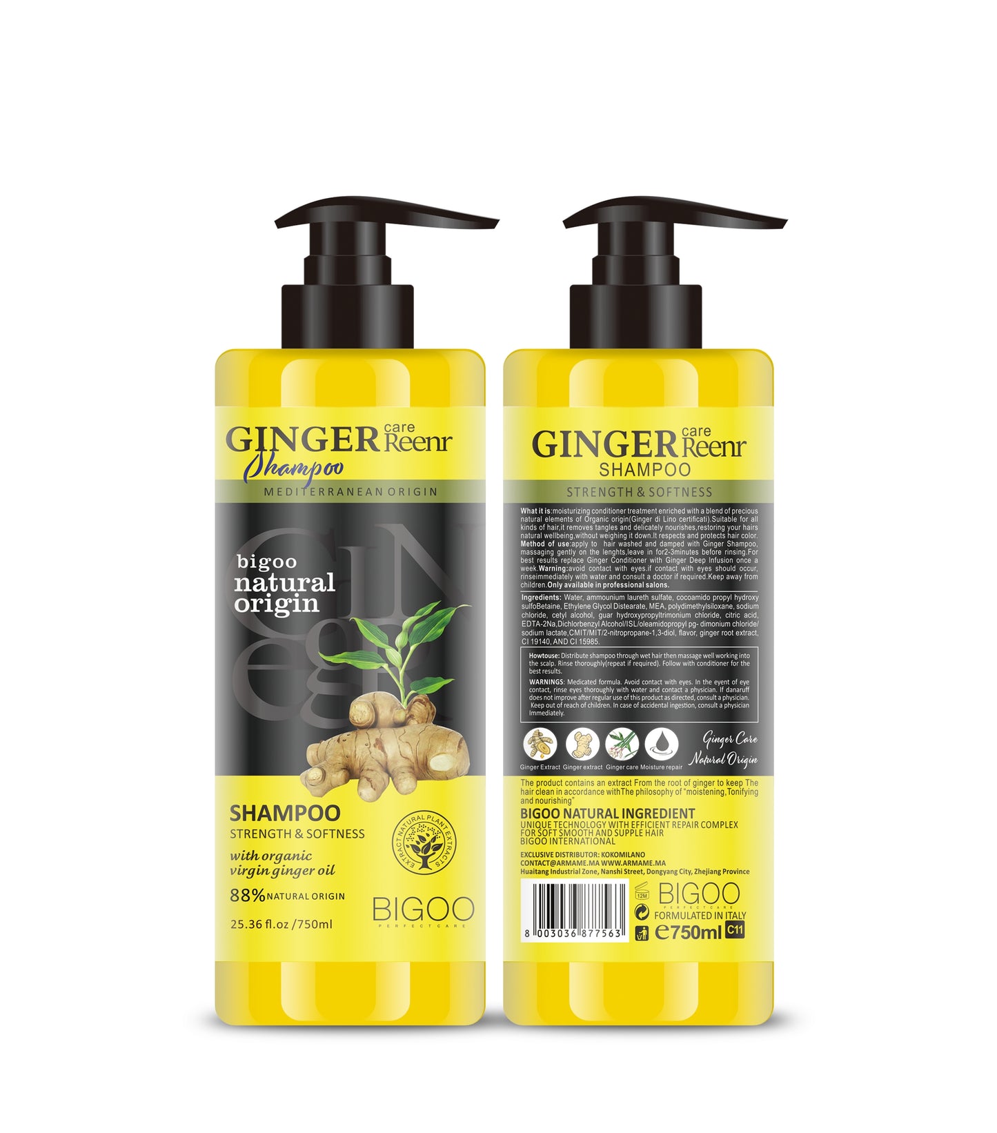 BIGOO HAIR SHAMPOO GINGER - Fortifiant et Tonifiant