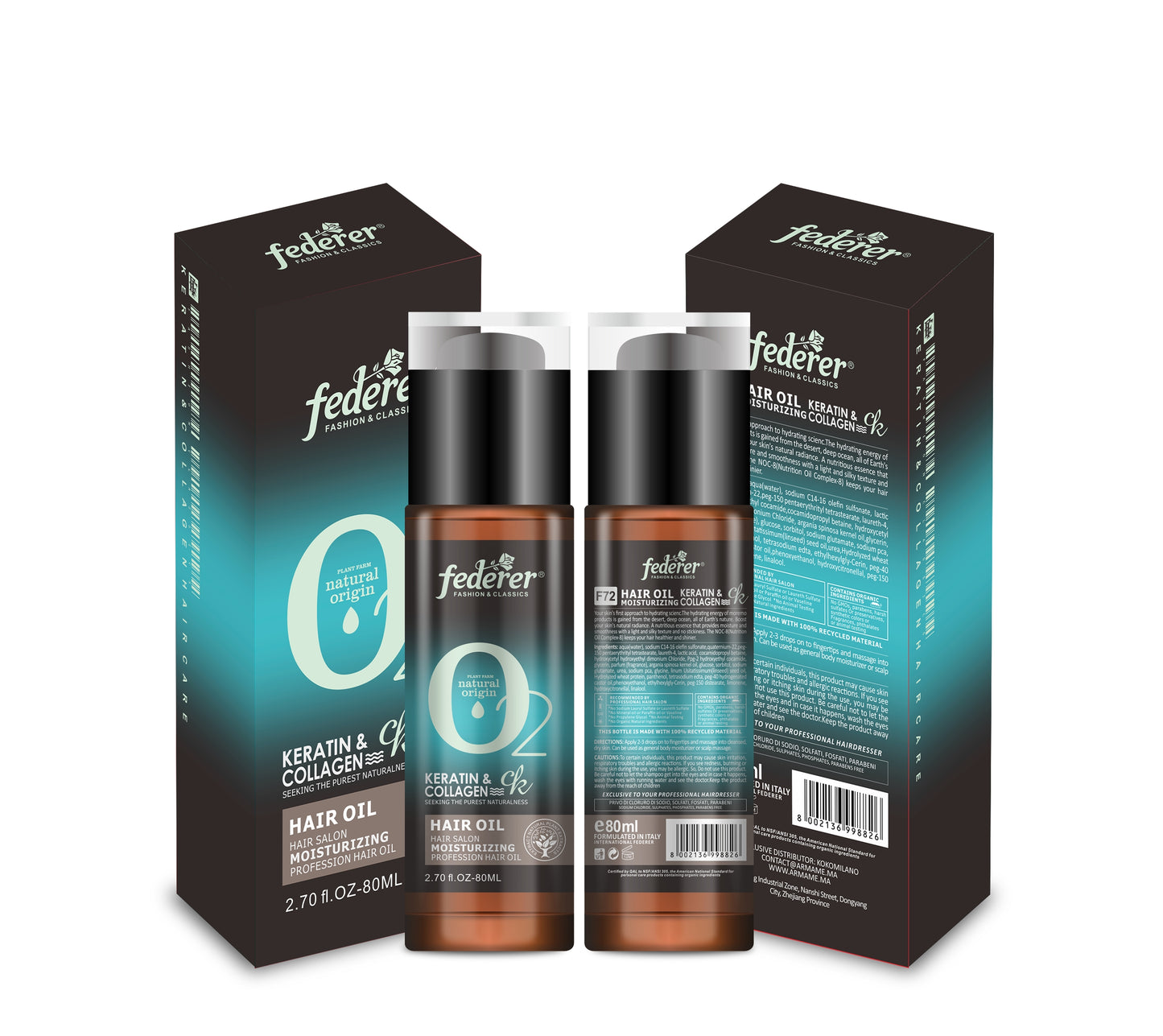 FEDERER HAIR OIL KERATIN ET COLLAGEN - Nourrissant et Lissant