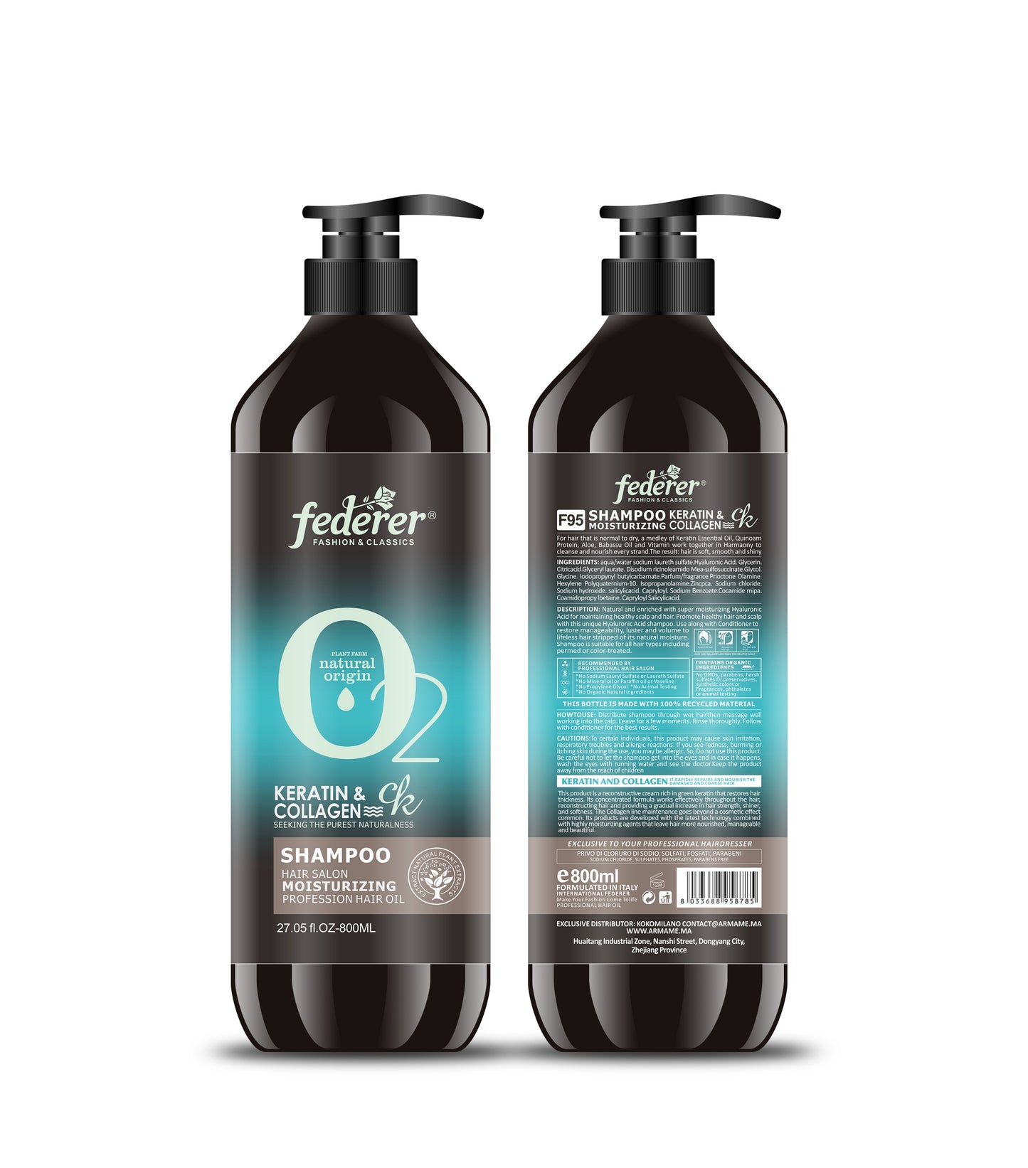 FEDERER HAIR SHAMPOO KERATIN ET COLLAGEN - Nourrissant et Lissant